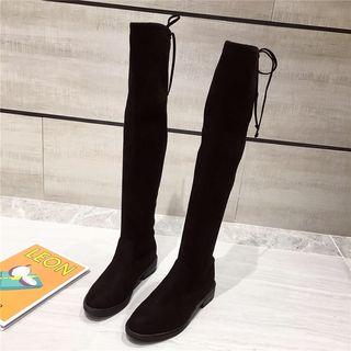 Tie-back Low Heel Over-the-knee Boots