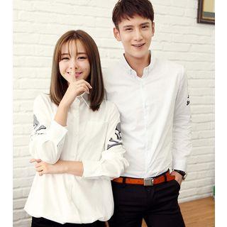 Couple Matching Skull Print Long-sleeve Shirt