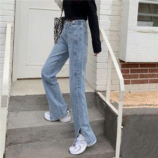 Loose-fit Slit Denim Pants