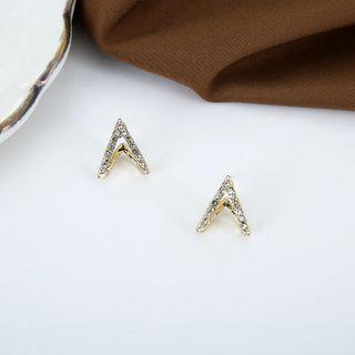 Rhinestone Ear Stud 1 Pair - 925 Silver Earrings - One Size