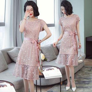 Short-sleeve A-line Panel Dress