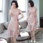 Short-sleeve A-line Panel Dress