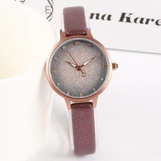 Set: Glitter Strap Watch + Layered Bracelet