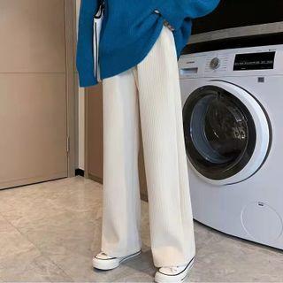 Plain Draped Straight Leg Knit Pants