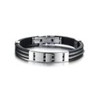 Fashion Personality Geometric 316l Stainless Steel Silicone Bracelet Silver - One Size