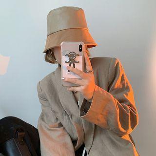 Two-tone Faux Leather Bucket Hat