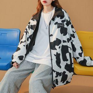 Two-way Dairy Cow Oversized Zip Jacket