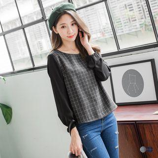 Paneled Grid Blouse