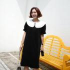 Puritan-collar Shift Dress Black - One Size