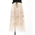 Butterfly Embroidered A-line Mesh Skirt