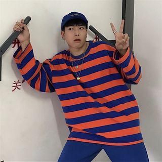 Striped Long-sleeve T-shirt Orange - One Size