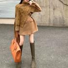 Plain Blazer / Turtleneck Irregular Knit Shawl
