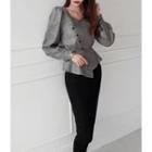 Buttoned Peplum-hem Mock-two Piece Dress