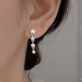 Star Rhinestone Sterling Silver Dangle Earring 1 Pair - Silver - One Size