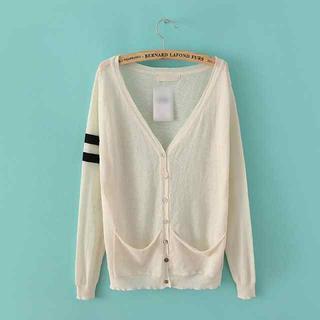 V-neck Slit-side Cardigan