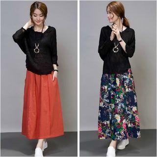 Set: Long-sleeve Top + Maxi Skirt