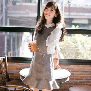 Mock Two-piece Mini Mermaid Shirt Dress