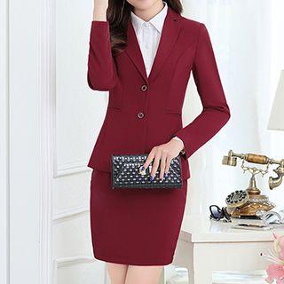 Set: Double-button Blazer + Pencil Skirt