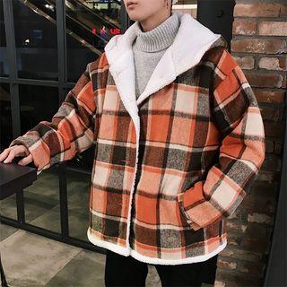 Plaid Fleece Lined Buttoned Jacket