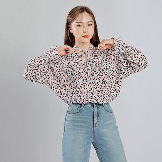 Tie-neck Pattern Blouse