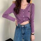Butterfly Embroidery Crop Cardigan