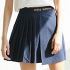 Letter Embroidered High-waist Pleated Mini Skirt