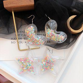 Transparent Sequined Heart Dangle Earring