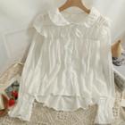 Collar-details Bell-sleeve Loose Shirt White - One Size