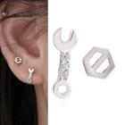 Wrench & Nut Asymmetrical Alloy Earring 1 Pair - With Earring Backs - Silver - One Size
