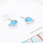 Alloy Whale Earring Copper White Gold Plating - One Size