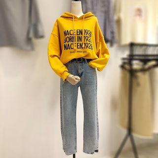 Set: Lettering Hoodie + Straight Fit Jeans