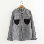 Tie-neck Heart Pocket Stripe Shirt