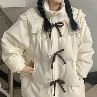 Bow Accent Hooded Padded Jacket