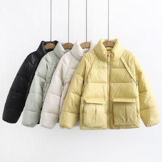 Front Pocket Stand Collar Padded Jacket