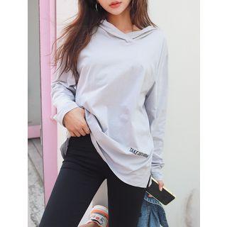 Plus Size Printed Long-sleeve Cotton Hoodie