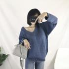 V-neck Sweater Dark Blue - One Size
