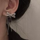 Bow Alloy Cuff Earring / Set Of 2: Bow Alloy Fringed Earring
