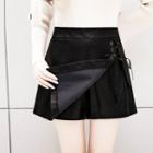 Lace Up Side Faux Leather Skort