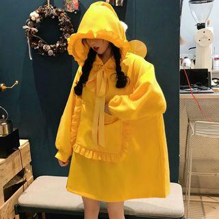 Frill-trim Mini Hoodie Dress