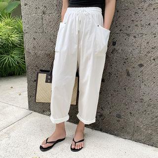 Drawcord-waist Baggy Pants Ivory - One Size