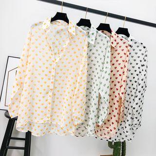 Heart-print Sheer Light Shirt
