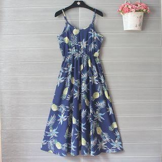 Print Strappy Midi A-line Dress