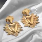Alloy Heart Dangle Earring 1 Pair - 9622 - Gold - One Size