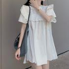 Short-sleeve Ruffle Trim A-line Mini Dress