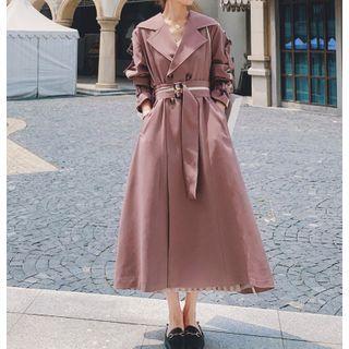 Long-sleeve Tie-waist Long Coat