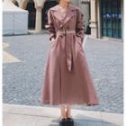 Long-sleeve Tie-waist Long Coat