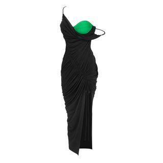 Spaghetti Strap Two Tone Maxi Bodycon Dress