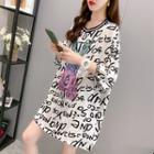 3/4-sleeve Lettering Mini Dress