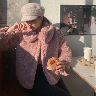 Plain Fluffy Jacket Pink - One Size