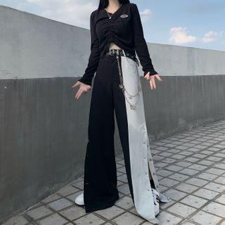 Paneled Slit Wide Leg Pants
